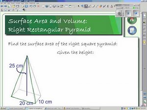 Surface Area and Volume of a Right Rectangular Pyramid