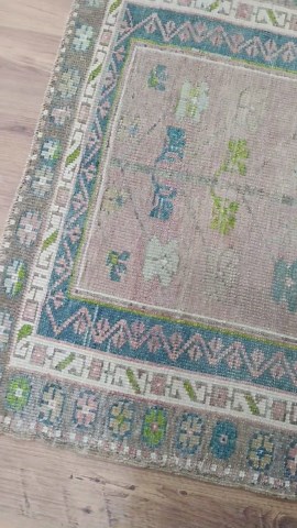 Vintage Wool Oushak Rug, Handmade Anatolian Home Decor (3.1x3.8 FT) - Etsy