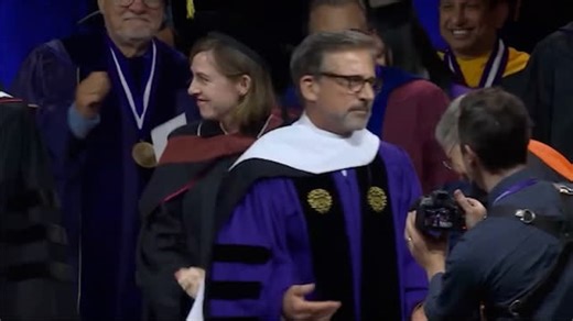 Steve Carell breaks out into dance during Northwestern University commencement speech