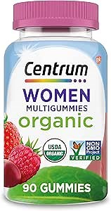 Centrum Women's Organic Multigummies Women's Multivitamin Gummies Organic Multivitamin for Women with Essential Nutrients for Immune Support, Metabolism, and Hair Skin and Nails Vitamins - 90 Ct
