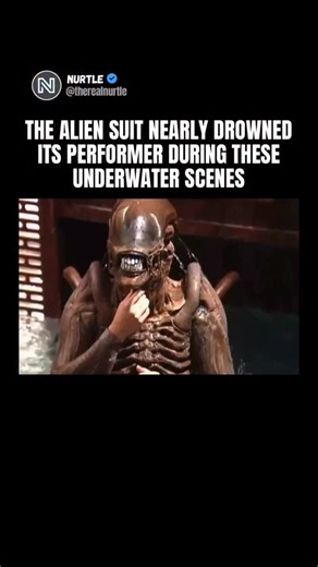 Nurtle on Instagram: "During the filming of Alien Resurrection, the underwater Xenomorph scenes were done almost entirely with practical effects. Large sections of the set were flooded, and performers were placed in full creature suits instead of using CGI. The underwater alien was performed by Tom Woodruff Jr., wearing a suit with extremely limited visibility and no built in breathing system. He relied on brief access to a scuba regulator between takes while remaining submerged for extended per