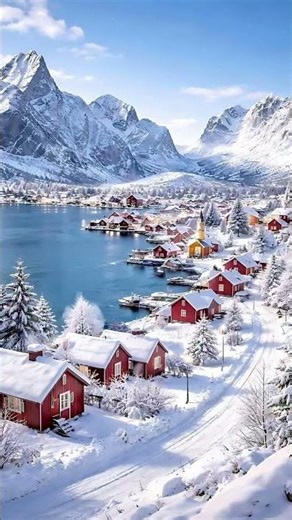 Winter in Norway where snowy landscapes quiet fjords and northern lights create a world like no othr