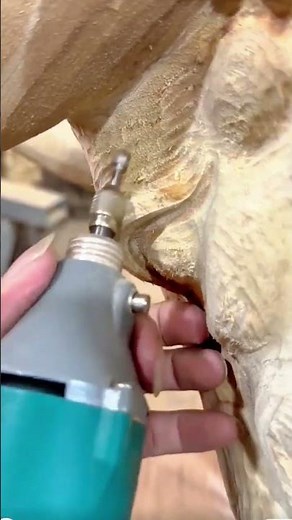 Detail Wood Carving Process Using a Rotary Tool for Fine Finishing