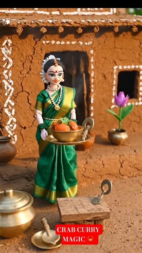 Miniature Doll Cooking Crab Curry | Tiny Doll Recipe #Shorts