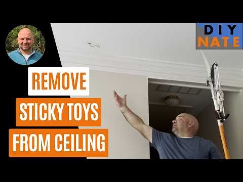 2 Ways to Remove Sticky Toys from High Ceiling! Getting Items Stuck to Ceiling Down - by DIYNate