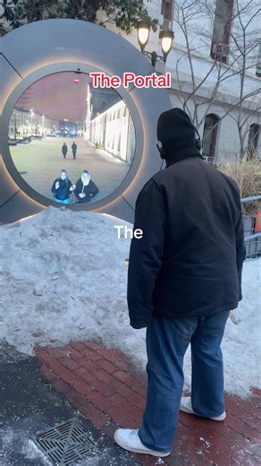 Portal. It is a, interactive, circular, 8-foot-tall, 24/7 live-streaming sculpture that connects Philadelphia to cities like Dublin, Vilnius, and Lublin to foster global interaction. #caribbeantiktokeurs🇭🇹🇬🇾🇹🇹🇸🇷🇯🇲 #caribbean #jamaicatiktok #barbados🇧🇧 #world