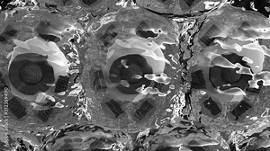 Looped 3D animation of plant cells in the zoom in. Microscopy of the plant cells and demonstration a core with endoplasmic reticulum, chloroplasts with chlorophyll, vacuole and mitochondria.
