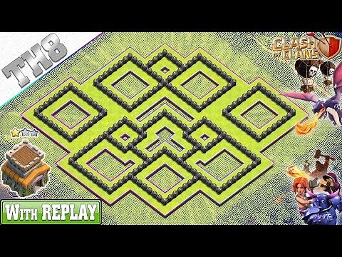 NEW Town Hall 8 (TH8) Base with REPLAY!! TH8 Base Anti Dragons - Clash of Clans