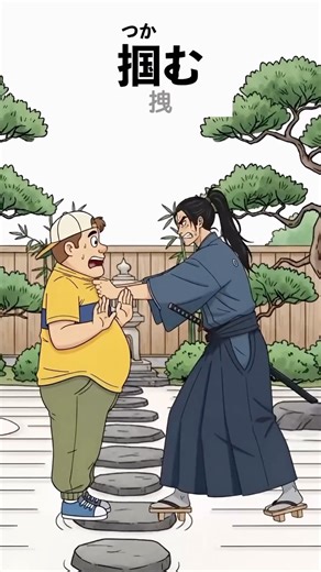 Meshclass | AI 日語學習 🇯🇵🤖 on Instagram: "跟著影片學習日文手部動詞？！✋🐱😱 🚪 押す（おす） = 推 🤗 抱える（かかえる） = 抱 🐱 撫でる（なでる） = 撫摸 🪨 投げる（なげる） = 扔、投 😡 掴む（つかむ） = 抓住（抓衣領！） 跟著 meshclass 一起學習！我們用有趣的情境教學，讓你輕鬆記住這些單字，日文單字再也不卡關！🎌✨ #日文學習 #日文 #日語學習 #日語 #日本語 #日文動詞 #日文會話"