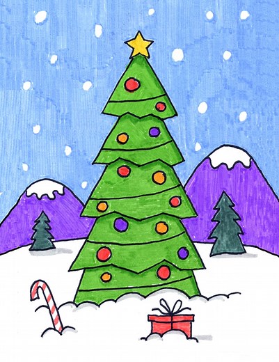 How to Draw a Christmas Tree: Easy Step-by-Step Art Lesson for Kids