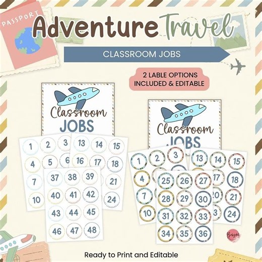 Adventure Travel Classroom Jobs for Kids