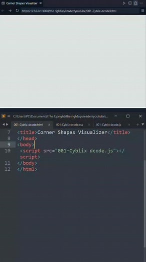 CORNER SHAPES VISUALIZER ... #reelsvideo #reelsviral #reelstrending #reels #reelsinstagram #reel #programmer #programming #coding #code #coder #webdesign #webseries #computerprogramming #computerscience #webcoding #webdeveloper #software #softwareengineer #softwaredevelopment #vscode #html #htmlcss #htmlcoding | Cybliz Dcode