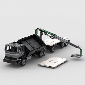 LEGO MOC-97465 Mercedes-Benz LPS 1418 trilateral tipper with trailer and crane (42078 C model upgrade) (Technic 2022)