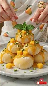 Japanese 🥭 Mango Mochi Ice Cream From Scratch | Ghibli Cooking Satisfying #asmr #cooking #shorts