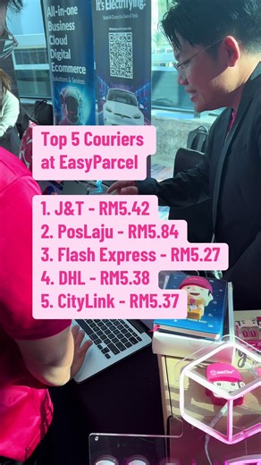 Top 5 Couriers at EasyParcel #courierservice #jntexpress #ecommercebusiness #dhl #ecommercetips #couriermalaysia #flashexpress