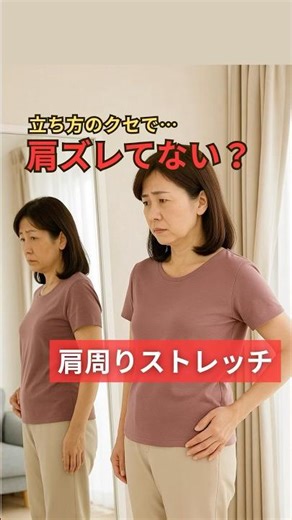 肩の高さが違う人、必見⚠️ 1日1分の肩バランス整えストレッチ🌿