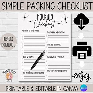 Editable Packing Checklist Template: Simple To-do List (PDF) - Etsy