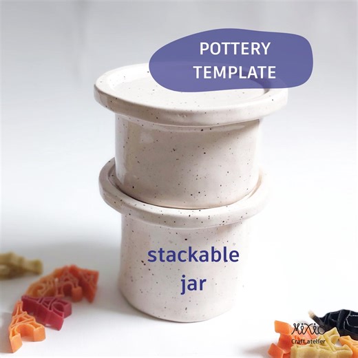 Ceramic Stackable Round Jar Template_slab Building Tutorial_pottery Template_do It Yourself Kitchen Organiser_art Supplies Container Pattern - Etsy