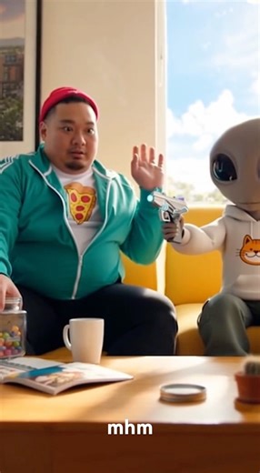 Things get heated when Chunky tries to take Beejos sugar rocks! 😂👽🍬 #alien #Candy #laser #funny