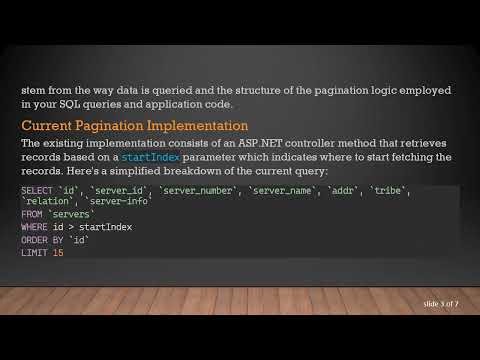 Efficient Pagination Strategies for SQL Databases: Speed and Memory Optimization