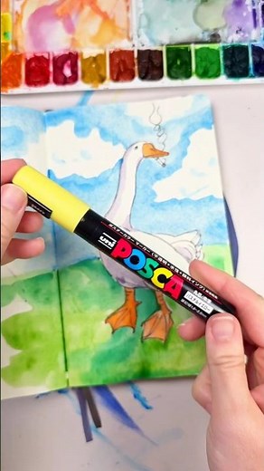 How to draw a goose. Easy art for beginners #drawwithme #beginnersart #easydoodle #poscapens