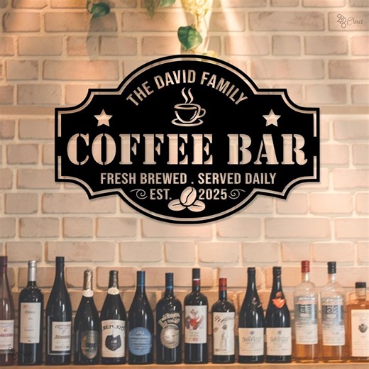 Metal Coffee Bar Sign: Custom Name for Bar Home Bar Decor - Etsy