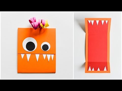 How to Make - Easy Greeting Card Monster Birthday Halloween - Step by Step DIY | Kartka Stworek