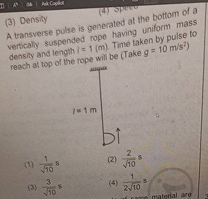 A transverse pulse is generated al the bottom of a(3) Density ... | Filo