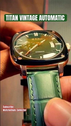 Titan Vintage Concealed Automatic Analog with Green Dial Green Leather Strap Watch for Men 90225KL01