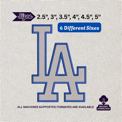 Los Angeles LA Embroidery Design, Monogram Letter Logo File, Baseball Cap Style Patch Pattern - Etsy