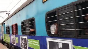 The newly branded rake of Steel Express (12813/12814) pulling out of Tatanagar station on it's maiden trip today, commemorating 100 years of Jamshedpur city. Courtesy: Tata Steel | South Eastern Railway