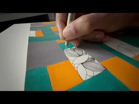 Day 1 of me adding line art to my abstract paintings