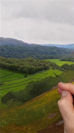 Painting a Hyper-Realistic Distant Countryside #satisfying #painting #shorts