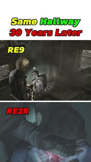 Same Hallway 30 Years Later #residentevil9 #re2remake #residentevilrequiem #shorts #explore #re9