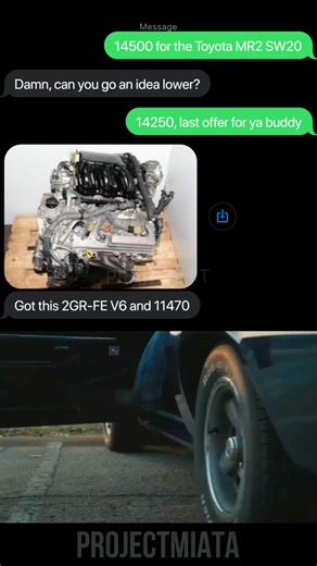 MiataProject | The Toyota MR2 SW20 is celebrated for its mid-engine layout, balance, and agility. The 2GR-FE is a naturally aspirated 3.5L V6 from... | Instagram