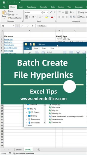 Need to create clickable links for dozens of files in Excel?This video shows 2 ways: build links with the HYPERLINK function, or use Kutools for Excel’s Filename List to import every file in a folder and create hyperlinks in seconds.@msexcel @Microsoft365 @Microsoft @Office