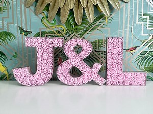 Rose Gold Floral Letters - Custom Foam Letter Decor Filled With Pink Roses | Artificial Flower Letter Gift | Wedding, Nursery, or Home Décor - Etsy
