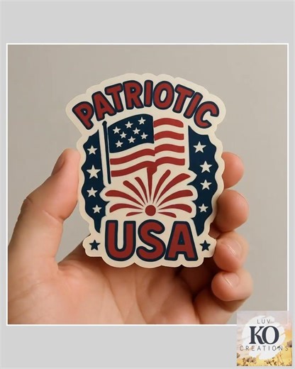 Patriotic USA Sticker with Flag and Fireworks – Red, White & Blue Vinyl Decal
