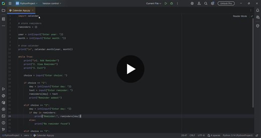 Python Calendar and Reminder App | Durgashetty K L posted on the topic | LinkedIn