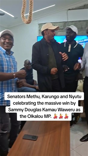 Senators Methu, Karungo and Nyutu celebrating the massive win by Sammy Douglas Kamau Waweru as the Olkalou MP. 💃💃💃 #senatormethu