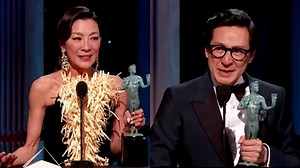 WATCH: Michelle Yeoh and Ke Huy Quan made history as the first Asians to win the Screen Actors Guild (SAG) Awards for best female actor and best male supporting actor for their respective performances in "Everything Everywhere All At Once". Read more: https://tdy.sg/3m0pUav | TODAY