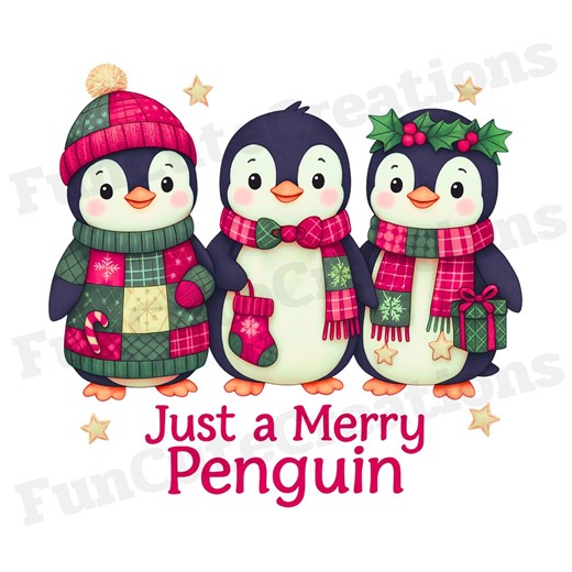 Just a Merry Penguin PNG, Christmas Penguin PNG, Christmas Animal PNG, Cute Holiday Penguin, Penguin Shirt Design, Winter Penguin Clipart - Etsy