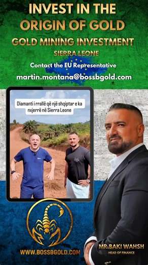 🔶 Mining Investment – Gold Projects in Sierra Leone BossBGold offers investors the opportunity to realize legal and operational gold mining projects in Sierra Leone. We don’t speak about theory — we support real projects on the ground: from geologically verified land to legal structuring and full operational execution. What we offer: ✔ Access to verified gold mining sites ✔ Legally secure contract structures (MMDA 2022) ✔ Proven experience in building, operating, and scaling mining projects ✔ T