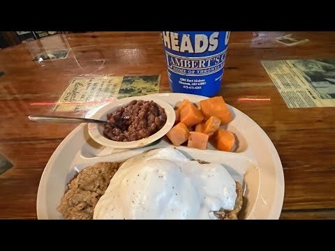 Huge Chicken Fried Steak. Lambert’s Cafe Missouri and Alabama.