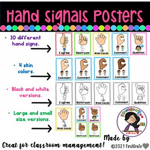 Hands signals Posters for the classroom