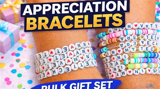 Watch Stackable Stretch Beaded Bracelets 24-Piece Bulk Set for Teams & Celebrations on Amazon Live