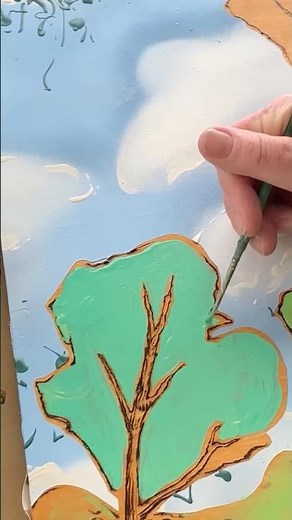 Mixed Media contemporary Landscape Artwork with Woodburning (Pyrography), Aerosols and Acrylic Paint