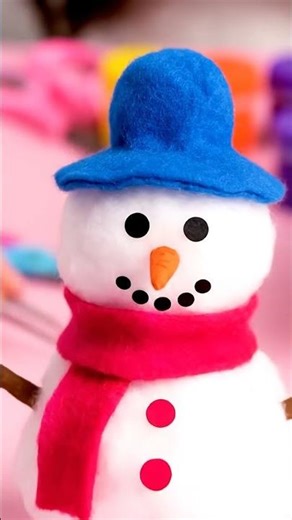 “Cute Cotton Ball Snowman ⛄ | Easy Kids Craft Short”