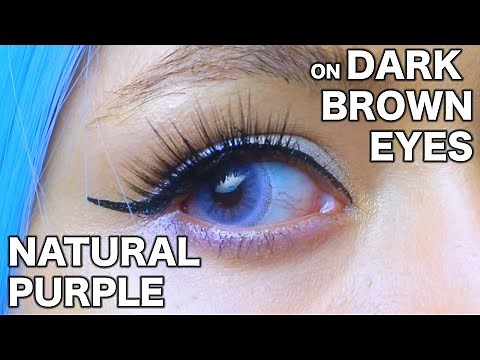 LAVENDER PURPLE CIRCLE LENSES on Dark BROWN EYES - Sensual Violet Princess Pinky Paradise