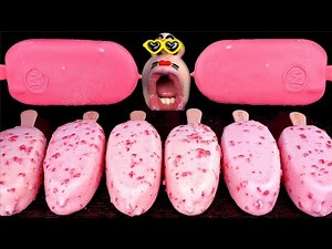 ASMR MUKBANG PINK 'MAGNUM' Ice Cream Popsicle! EATING SHOW (4K)